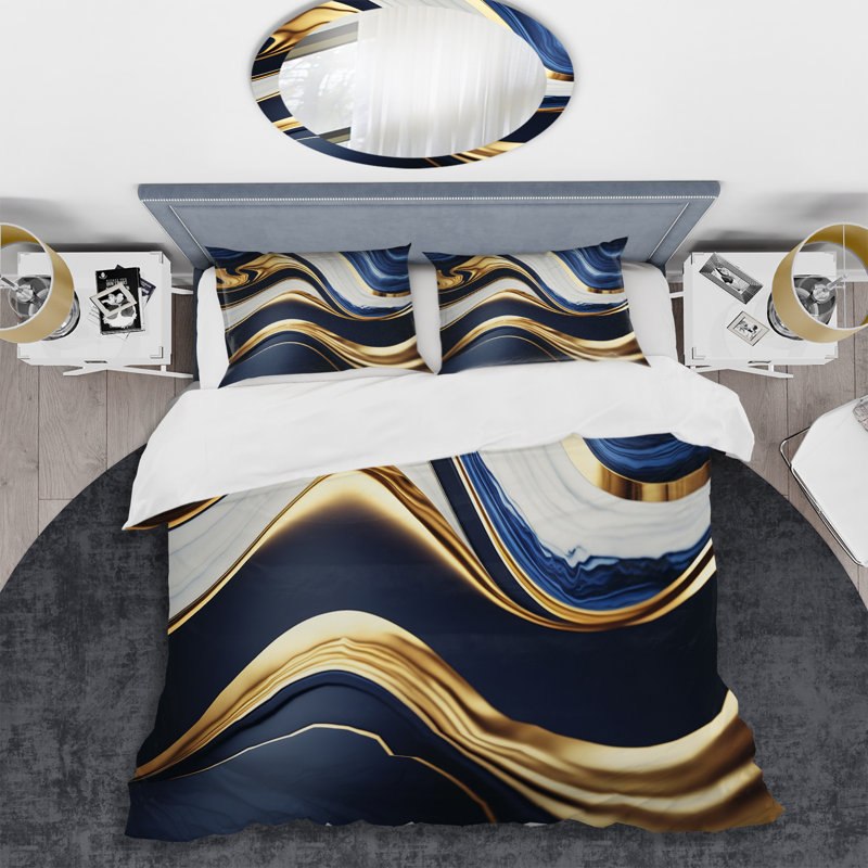 Ensemble de housse de couette en microfibre / polyester à géométrie abstraite Waves