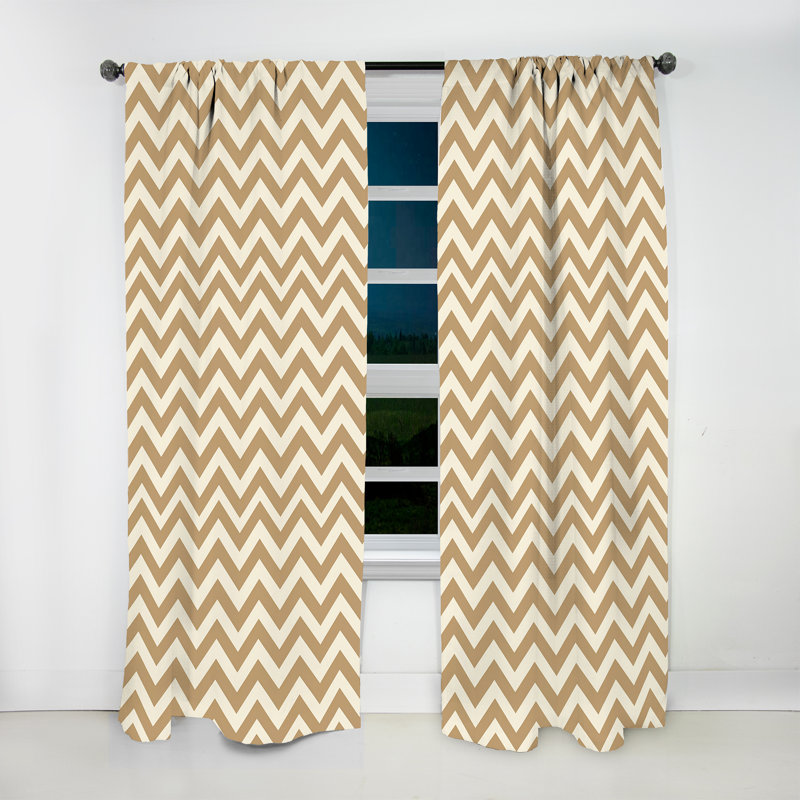 Chevron beige intemporel - Rideau à chevrons - Rideau à chevrons obscurcissant - 1 panneaux, L 52 po x L 95 po