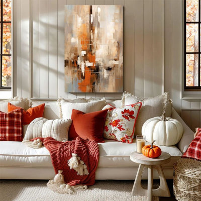 1pc Knaack encadré, composition géométrique abstraite, texture de ton chaud, impression de style abstrait moderne, affiche murale rétro, cadeau parfait pour une œuvre d'art moderne pour le salon de la chambre à coucher