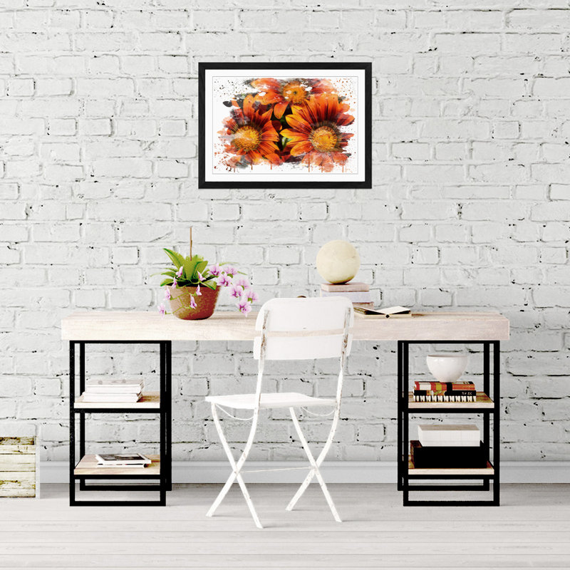 Orange Flower - Wall Art, 45cm H x 62cm W, Framed Picture