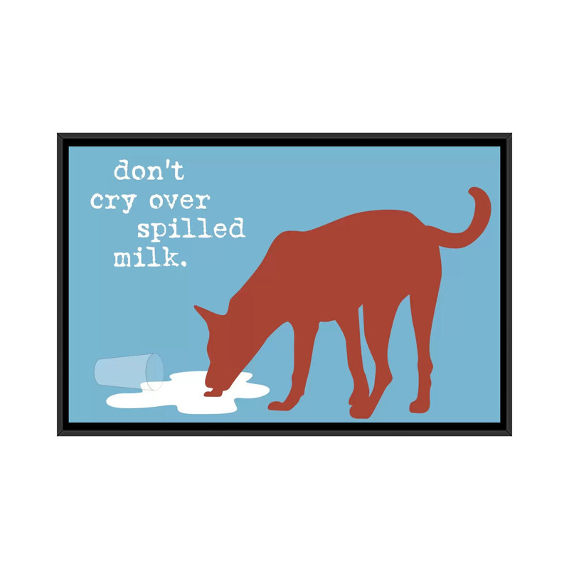 «Spills Milk», impression sur toile, H 18 po x l 26 po x P 1,5 po, Toile avec cadre noir, Pas de tapis