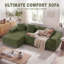 Modern Oversized 262cm Boneless Corner Sofa L-Shaped Corduroy Sofa With Storage Pockets-879638399-879638394