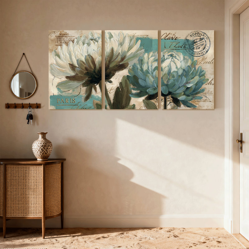 Plantes et fleurs, ensemble de 3 reproductions d'art sur toile, Paris, H 30 po x l 60 po
