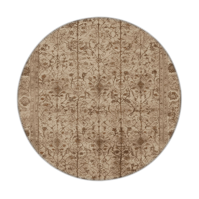 Tapis d'intérieur et d'extérieur brun Persian, Rond 5 pi