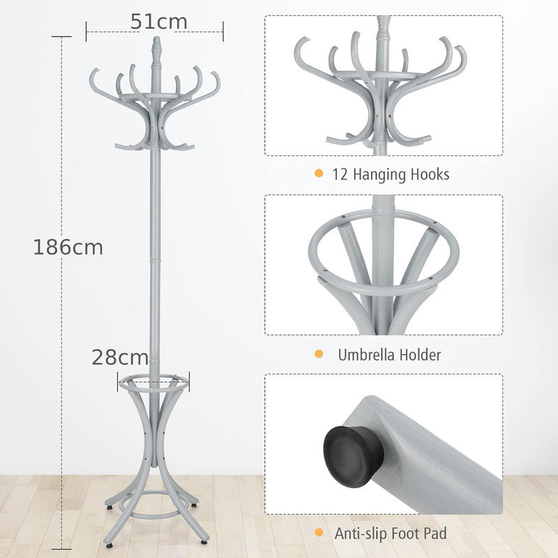 Blumberg Freestanding 12 - Hook Coat Rack