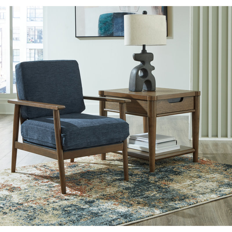 Upholstered Armchair, Blue Fabric