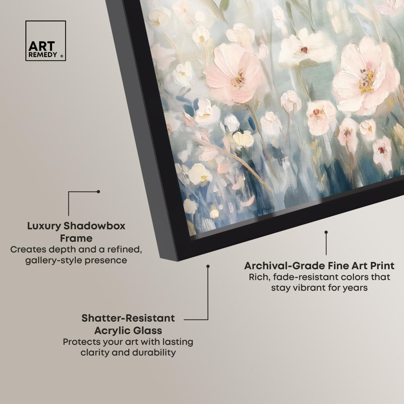 «Illuminated Meadow III Shadowbox», impression de paysage par Art Remedy, H 25 po x l 31 po, Noir