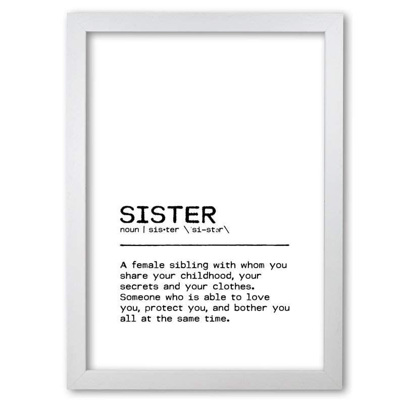 Sister Share - Print, White Grain Frame, 60 cm H x 42 cm W x 5 cm D