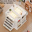 Modern 5-Drawer Dresser with Glass Top, LED Light &  Double-Sided Storage Open Shelves, Large Chest of Drawers for Bedroom, Living Room, White
