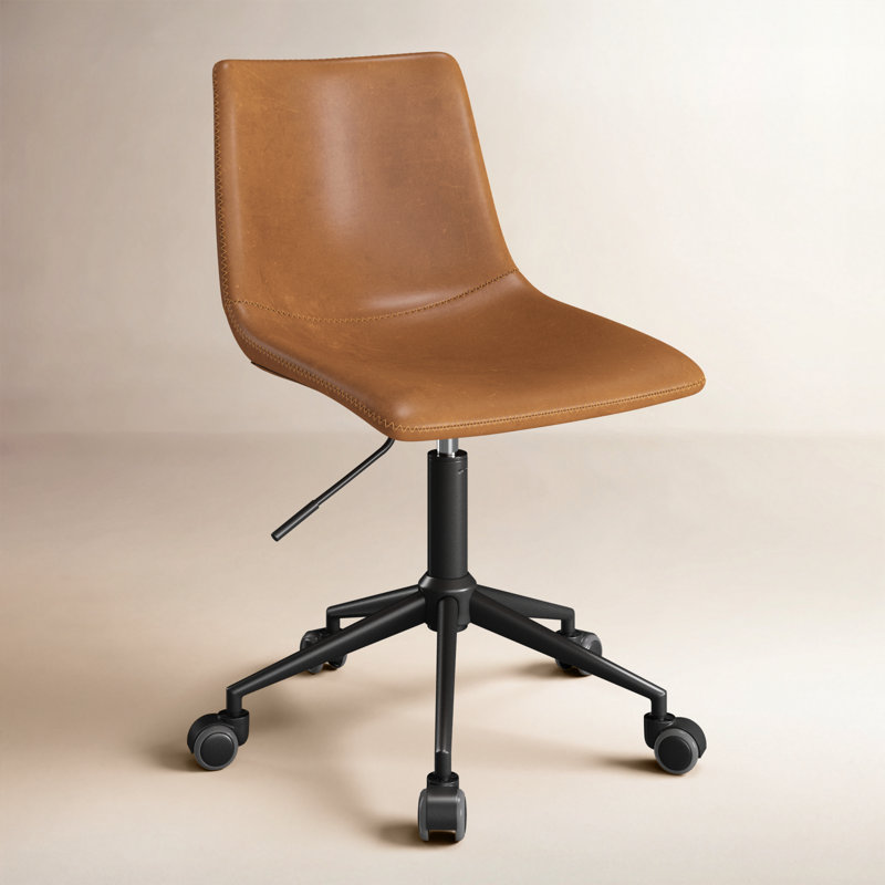 Chaise de travail en cuir Bela Bela, Cuir véritable brun clair