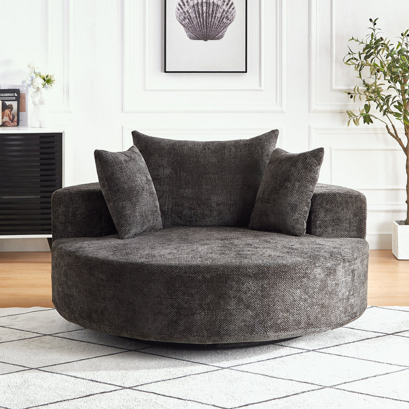Canapé simple pivotant en chenille avec coussin moelleux, Noir
