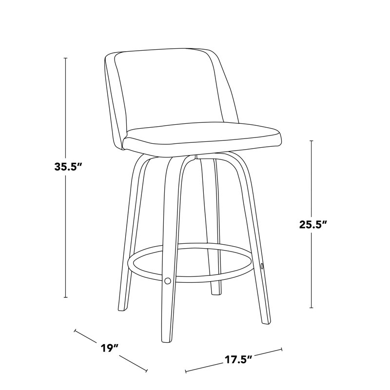 Thea 26" Fixed-Height Counter Stools with Bent Wood Legs & Round Footrest, Cream, Chrome