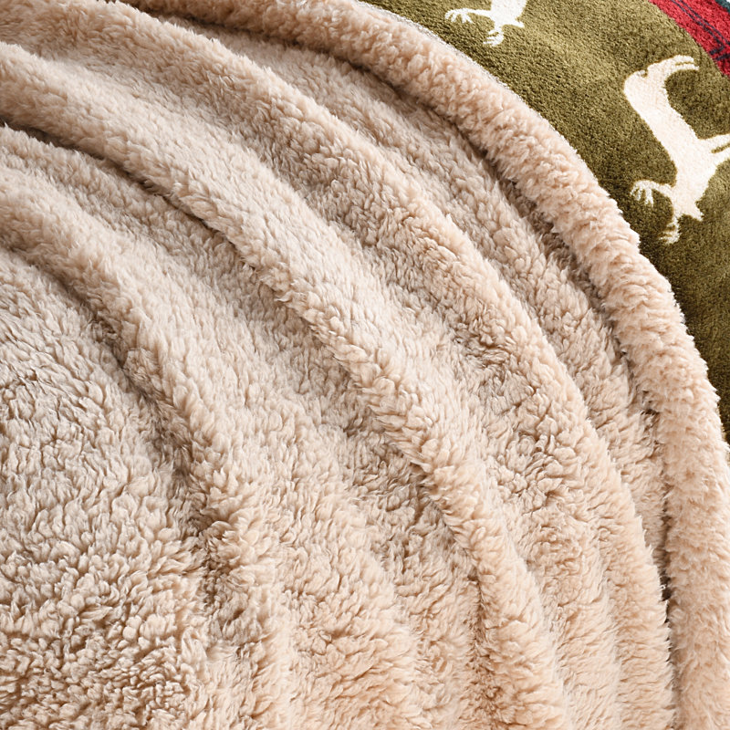 Catalonia Christmas Reindeer Sherpa Fleece Throw Blanket, 50x60 inches