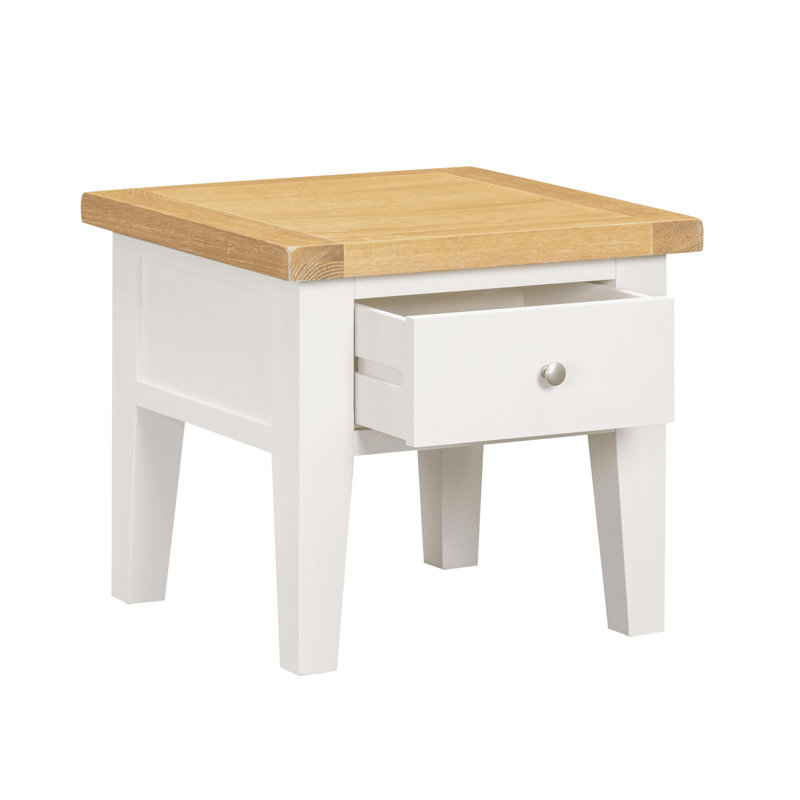 Cooksey Fully Assembled 1 Drawer Side Lamp Table, White