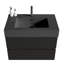 Meuble-lavabo mural flottant de 30 po avec lavabo en quartz noir mat, double tiroir doux, panneau de grille unique, épissure couleur noyer, laque de qualité E0 pour la résistance à l'eau,