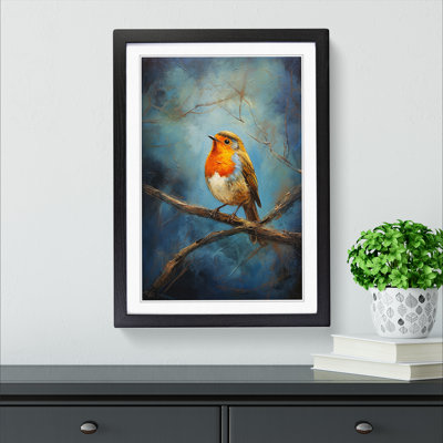 Robin Bird Expressionism No.2 1 Piece Single Picture Frame Wall Art