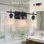 Modern 3-light Matte Black Vanity Light With Clear Glass Shades