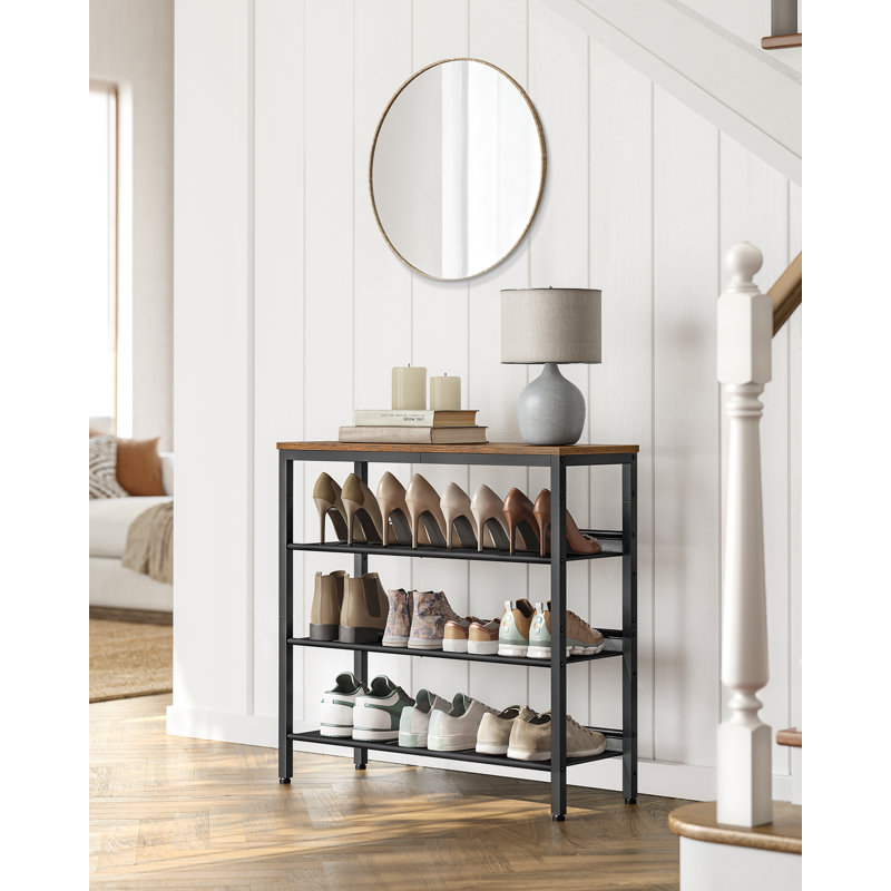 16 Pair Shoe Rack, Rustic Brown