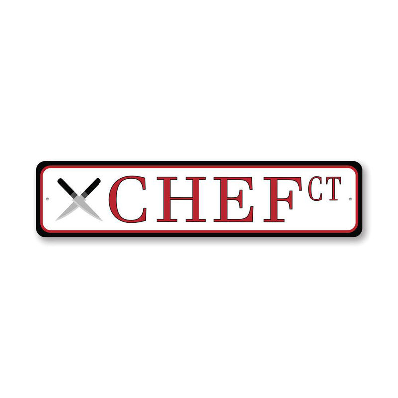 Chef Street Aluminum Sign, 6" H x 24" W x 0.06" D