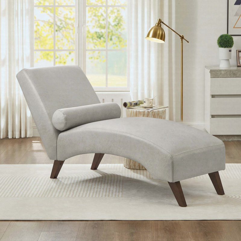 Chaise longue rembourrée de style Mid-Century courbé, Gray