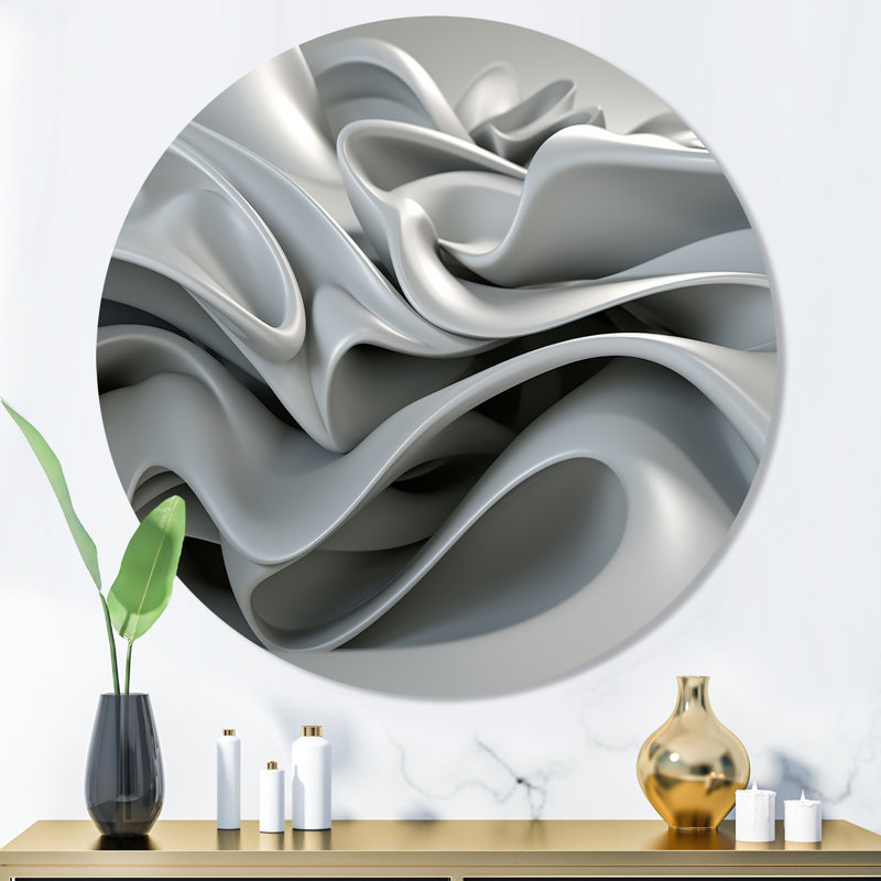 «Gray Infinite Ripples», art mural rond en métal, H 16 po x l 16 po x P 1 po