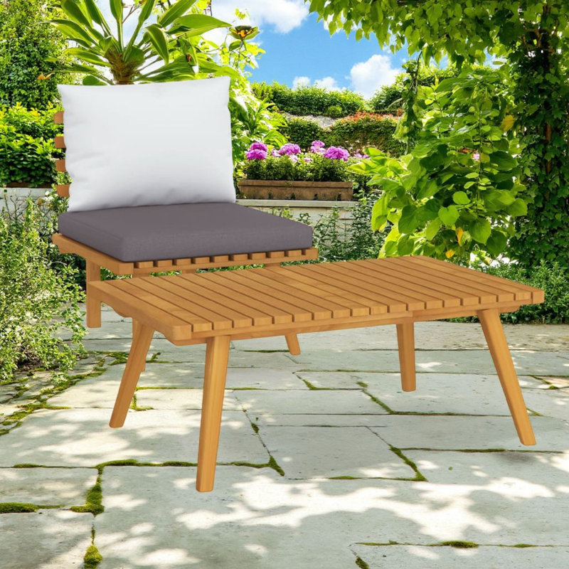 Ensemble modulaire d'extérieur et de table 2 pièces Roma, bois massif, gris, blanc