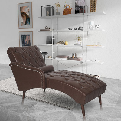 Chaise longue, fauteuil d'intérieur avec coussin, fauteuil de détente souple avec dossier capitonné