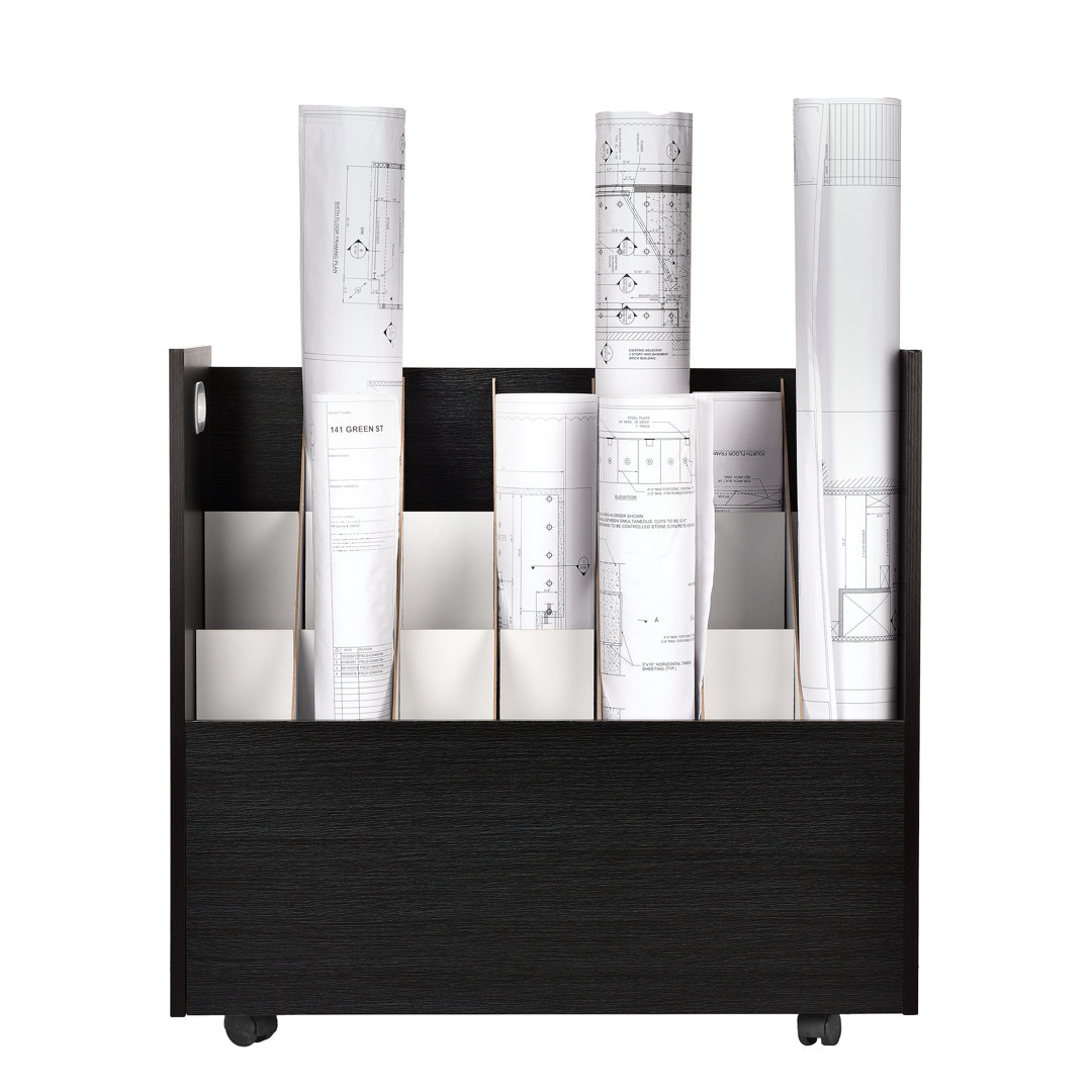 21-Slot Mobile Rolling Wood Blueprint Roll File Large Document Organizer AdirOffice
