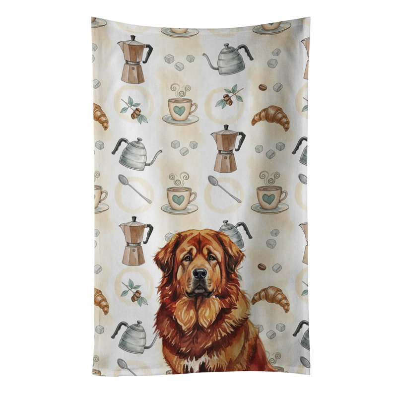 Serviette de cuisine Coffee Bar, Mastiff tibétain rouge et or