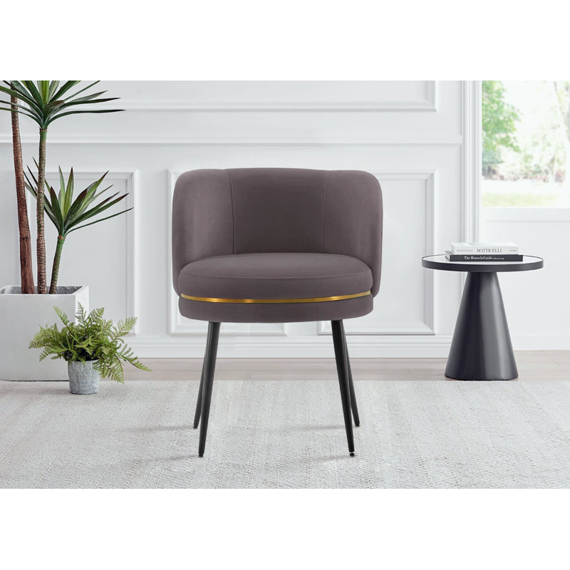 Levenson Velvet Side Chair Dining Chair, Gray, 1