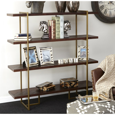 Steadham 146cm H x 140cm W Solid Wood Etagere Bookcase