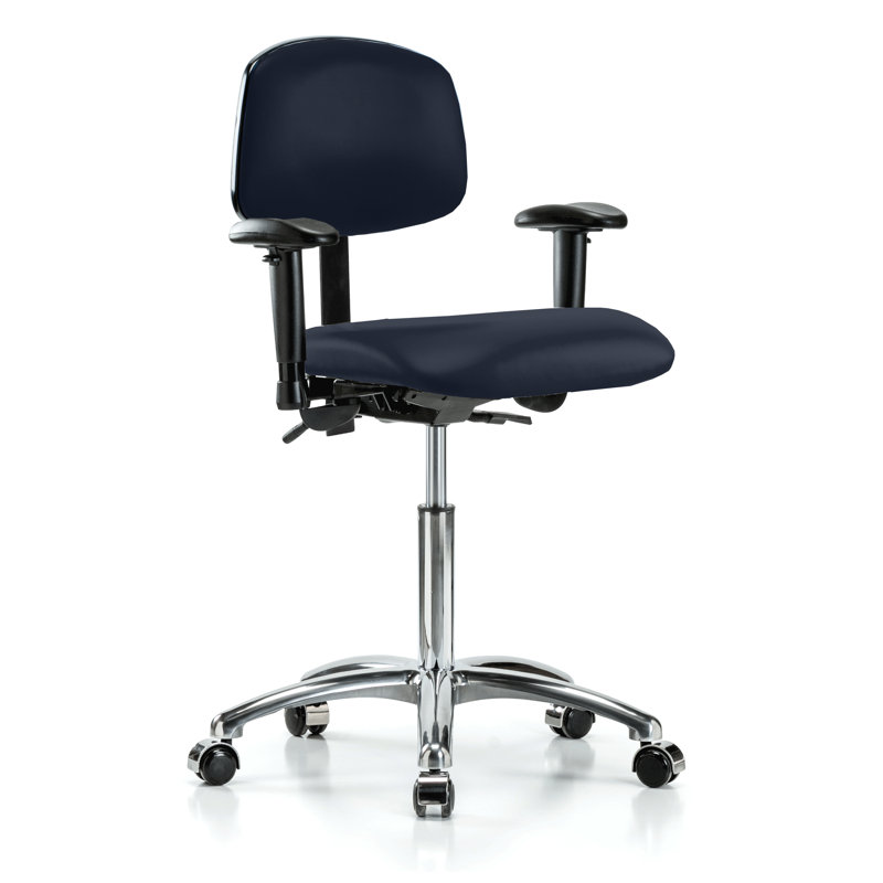 PERCH Chrome Multi-Task Office Chair with Adjustable Armrests | Medium Bench Height 20-27", Imperial Fabric
