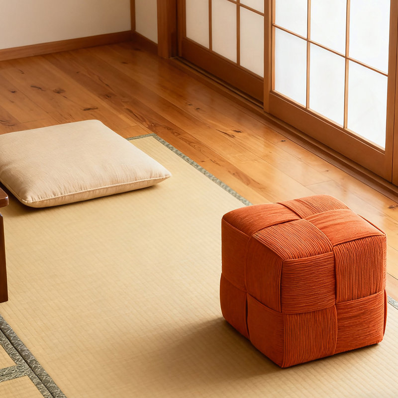 Ottoman Foot Rest Soft And Comfortable Ottoman Square Corduroy Woven Design Sofa Stool (Brown), Brown