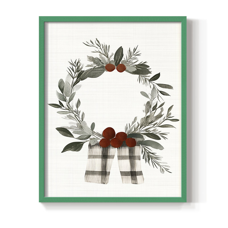 «Christmas Holiday Art CDXL III», reproduction d'art encadrée - bois massif, H 15 po x l 12 po, Vert