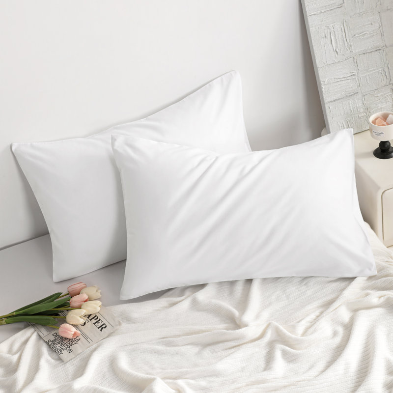 Taies d'oreiller en coton doux et respirant avec fermeture à enveloppe, housses de coussins de chambre à coucher confortables toutes saisons, paquet de 2
