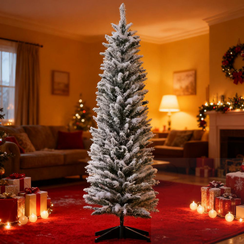 5ft Flocked Artificial Pencil Christmas Tree