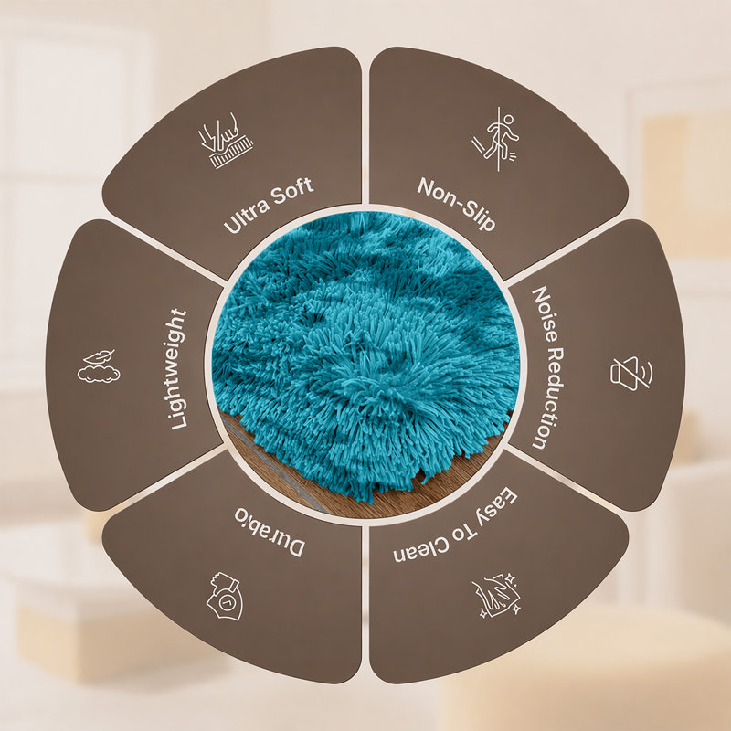 Aspire Homeware Blue Abstract Shaggy Area Rug Soft Modern Indoor Carpet, Rectangle 200cm Width X 290cm Length