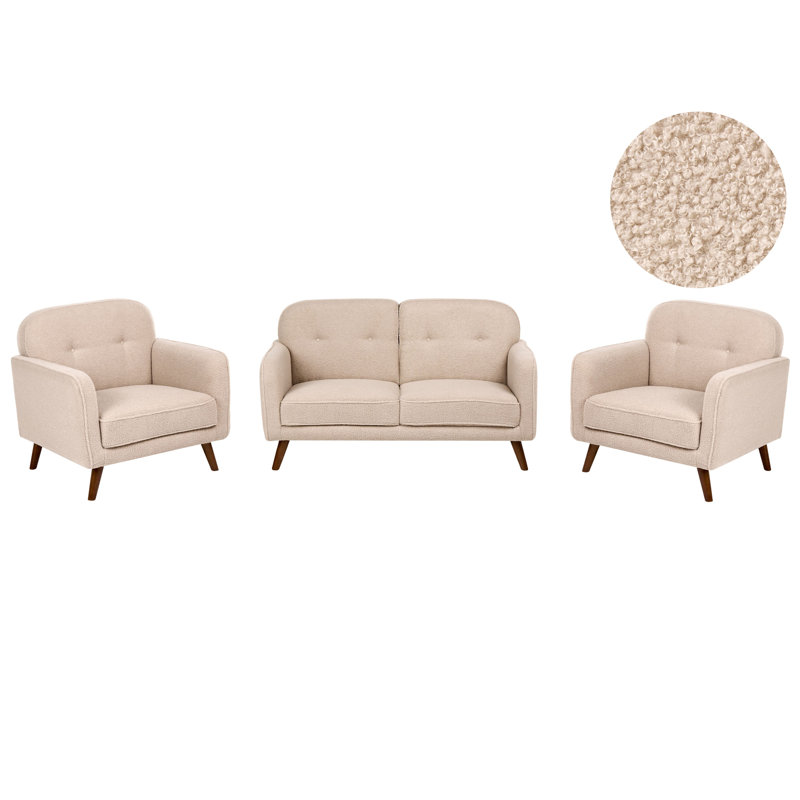 Asefa 3 Piece Boucle Standard Living Room Set
