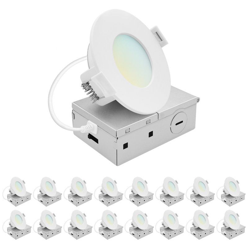 LuxRITE 3 po Éclairage encastré à DEL, mini projecteur rétroéclairé ECO, 5CCT 2700K-5000K, 660LM, 8W, faisceau 100 °, intensité variable 10 à 100%, triac ETAC
