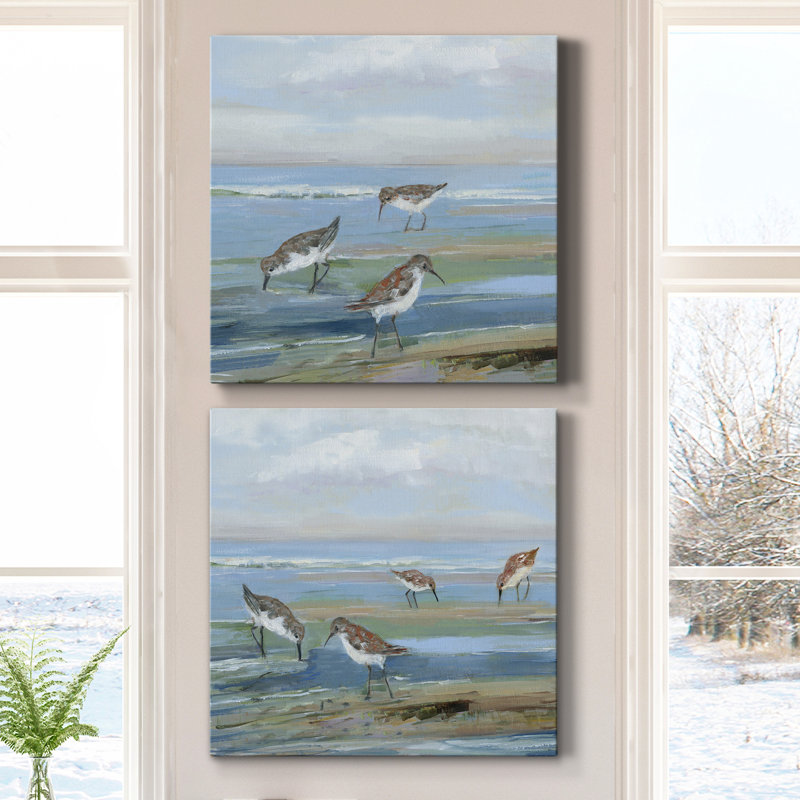 Seabird Beach I - ensemble de 2 peintures, H 16 po x l 32 po x P 1 po, Toile tendue