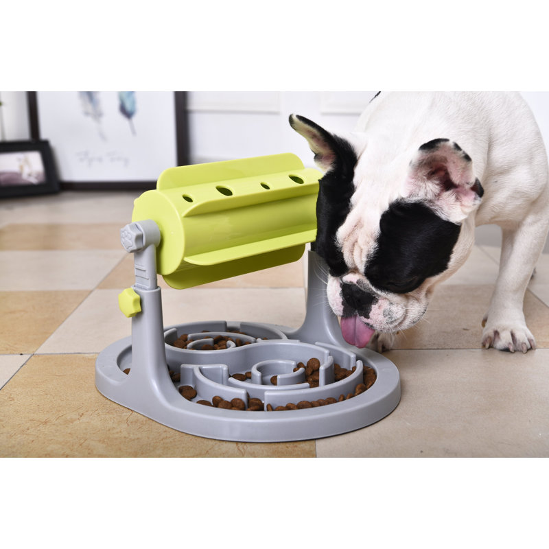 Pet Life Roto Paw IQ Training Interactive Rotating Slow Dog Feeder, Green