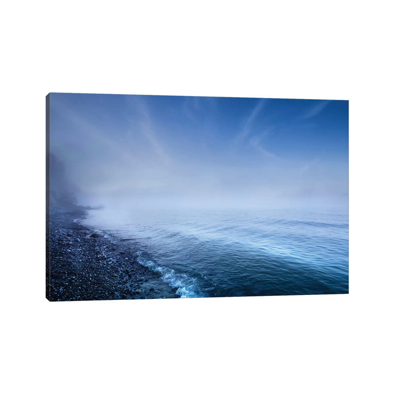 Misty Seaside in the Evening, Mons Klint Cliffs, Denmark by Evgeny Kuklev - Wrapped Canvas Photograph
