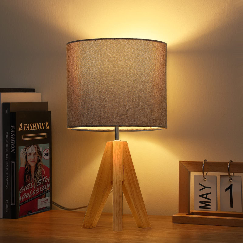 Riverton Wood Tripod Lamp, Grey