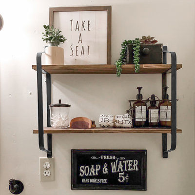 Alaina 2 Piece Pine Floating Shelf with Live Edge