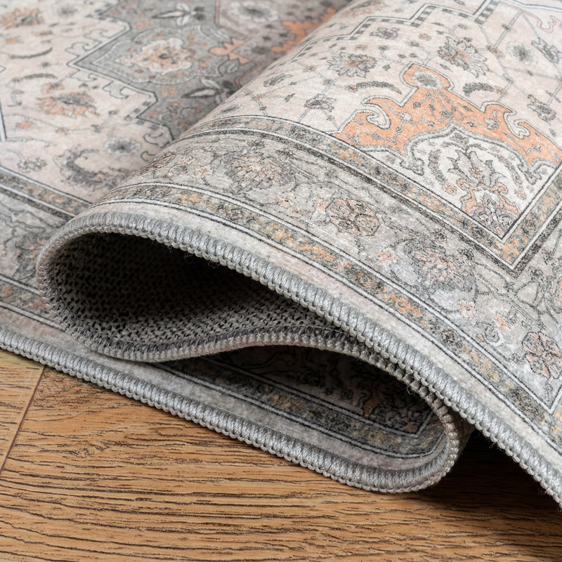 Area Rug Washable Bohemian Vintage Style Rug Low Pile Distressed Floor Carpet for Living Room Bedroom Kitchen Dining