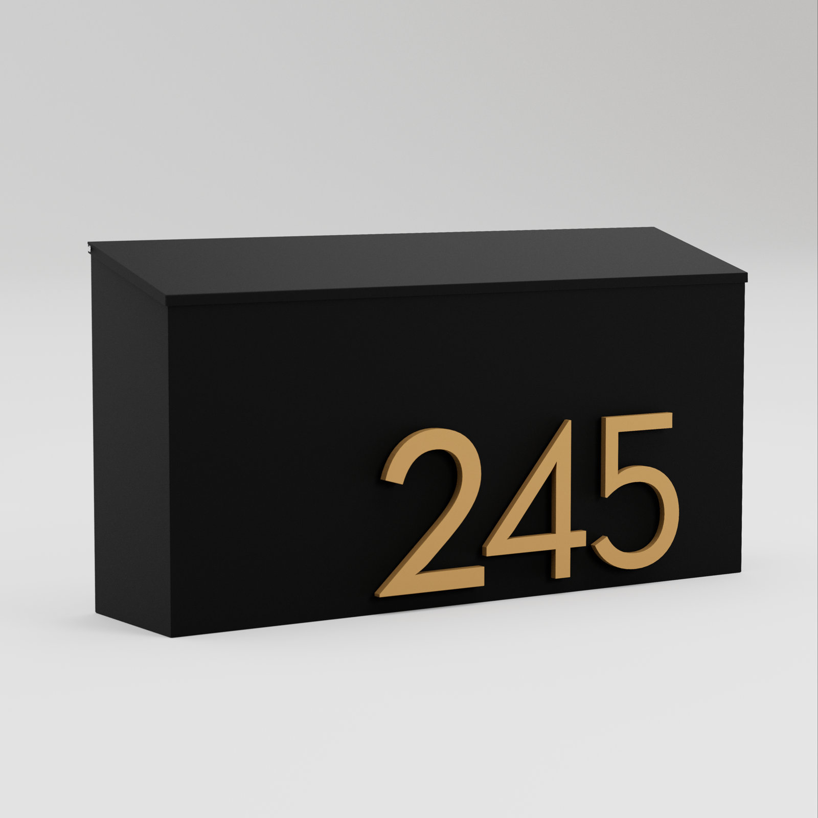 The OG Wall Mounted Steel Mailbox, Black, Brass, Yes
