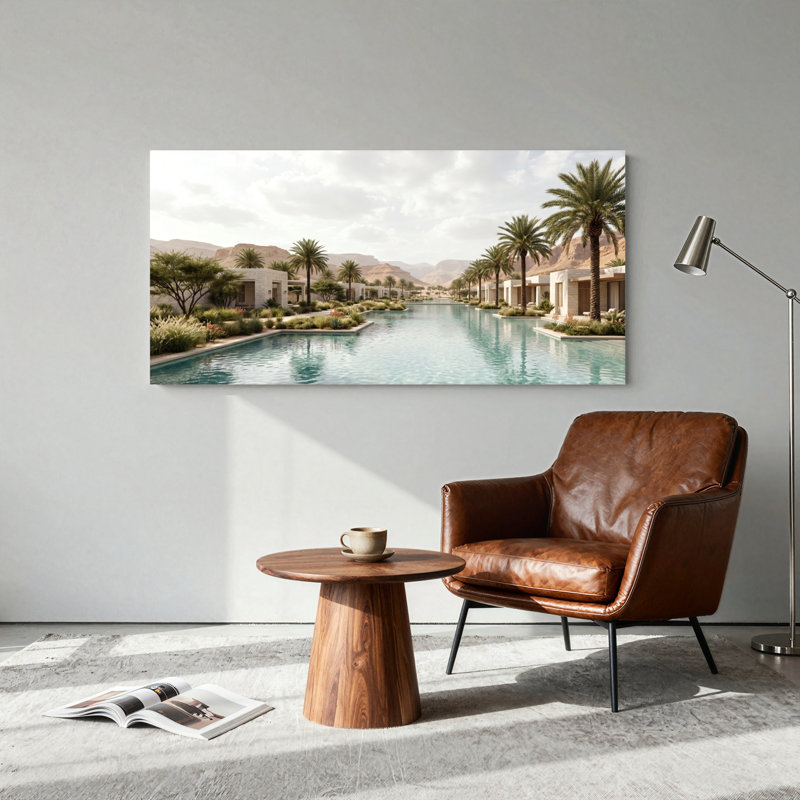 Ensemble de 1 tableau sur toile « Oasis du désert », 32“W x 16”H, Wrapped Canvas