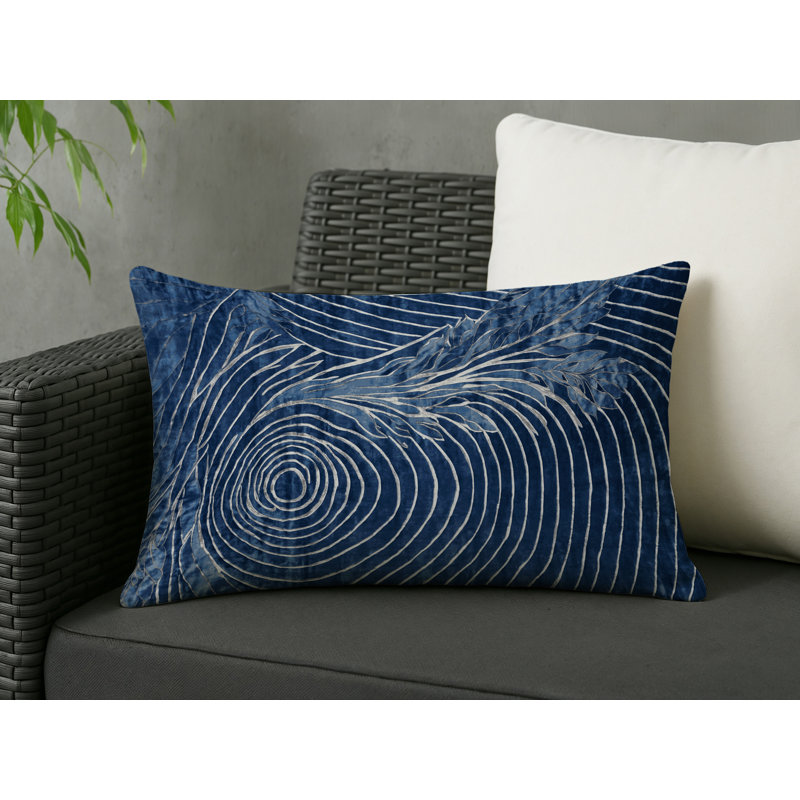 Coussin décoratif intérieur et extérieur Modern, Bleu abstrait 15, Rectangle H 18 po x l 25 po