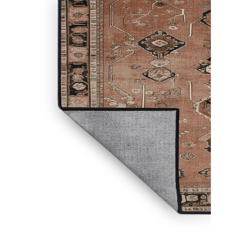 Tapis brun lavable à la machine, Rond 3 pi