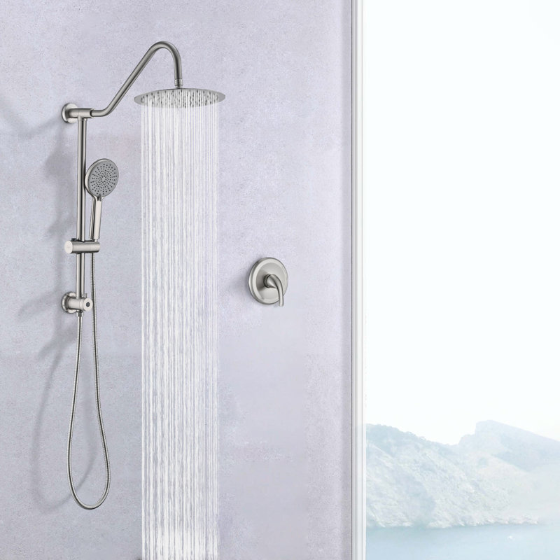 Système de douche complet avec valve brute, Nickel brossé
